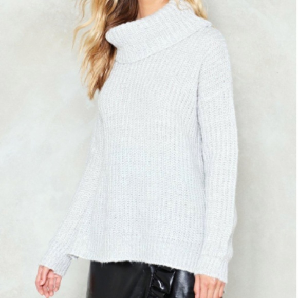 Nasty Gal Grey Turtleneck Sweater - Picture 3 of 4